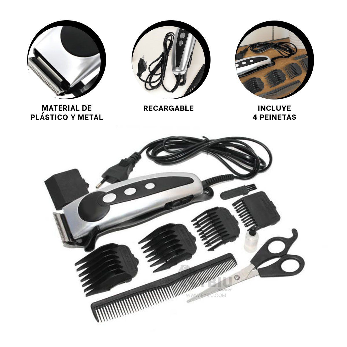 RYBIU IMPORT - Cortadora Compacta para Barba Y+Banderitas Adhesivas