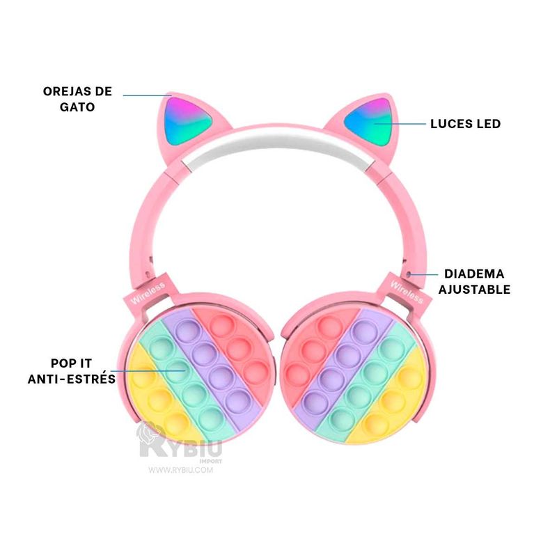 RYBIU IMPORT - Headphones Sofisticados en Rosado Y+Envoltorio de Regalo
