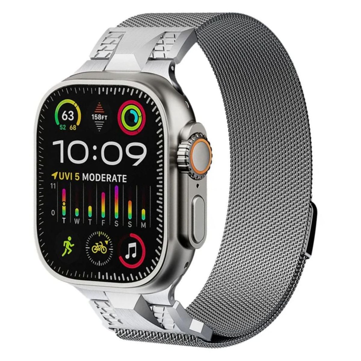 URVOI - Correa Acero Milanese Loop Ultra para Apple Watch 44-45-46-49mm Plata