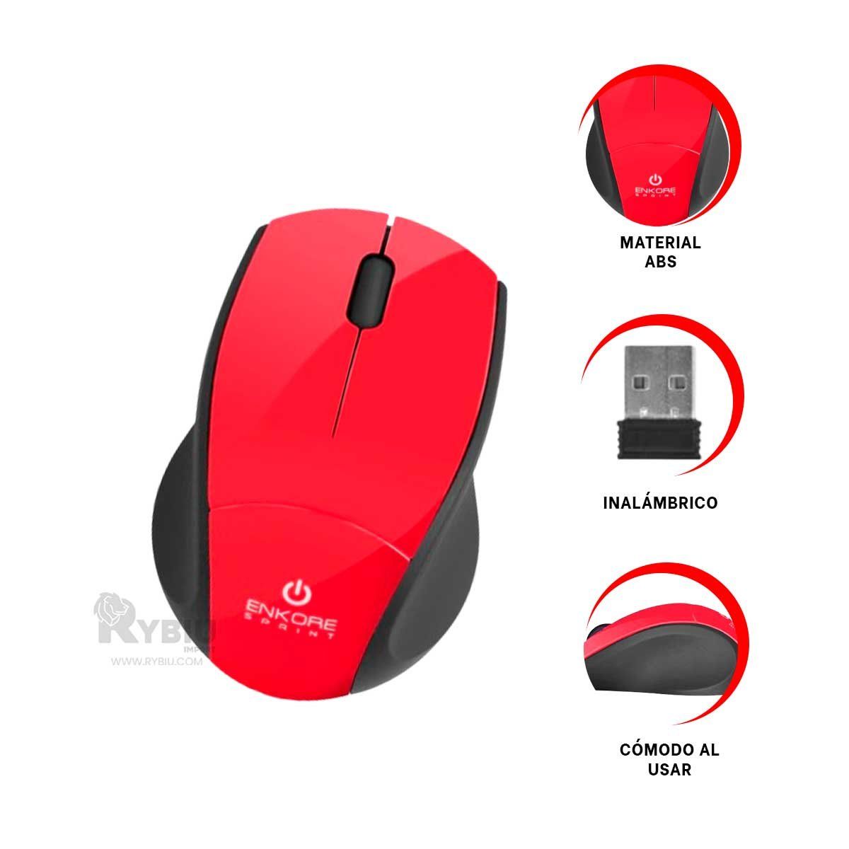 RYBIU IMPORT - Cursor Elegante EKM200 en Color Rojo Y+Post-it Adhesivos