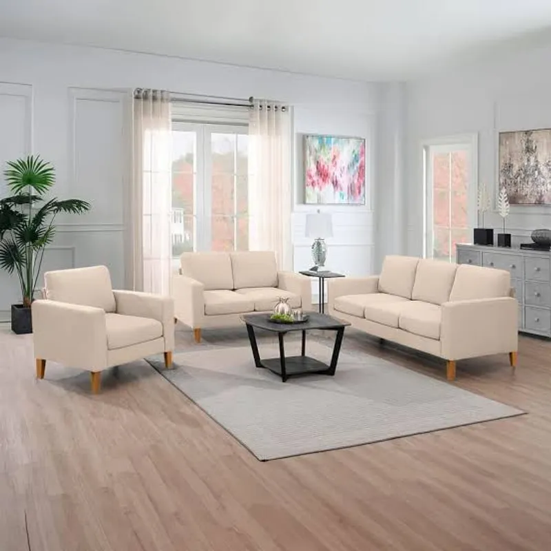 GENERICO - SECCIONAL  SONRISA 3 2 1 COLOR BEIGE +6 COJINES