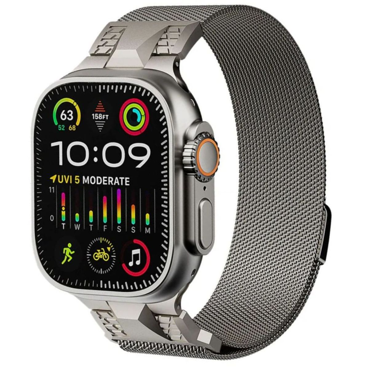 URVOI - Correa de Titanio Milanese Loop Ultra para Apple Watch 44-45-46-49mm