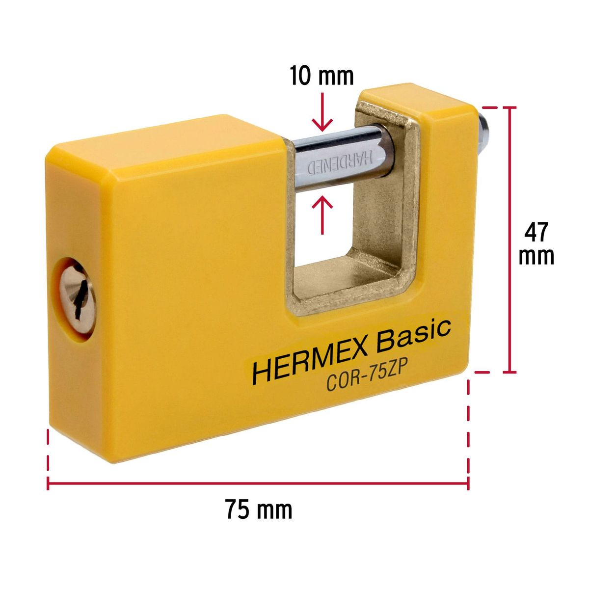 HERMEX - Candado 75mm Tipo Jumbo Antipalanca Cuerpo Metalico 23524 Hermex