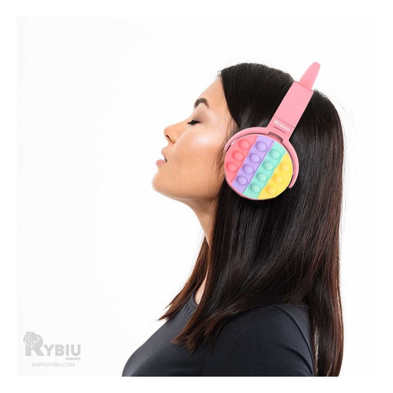 RYBIU IMPORT - Audifonos Modernos con Diseño Rosado Y+Papel de Regalo