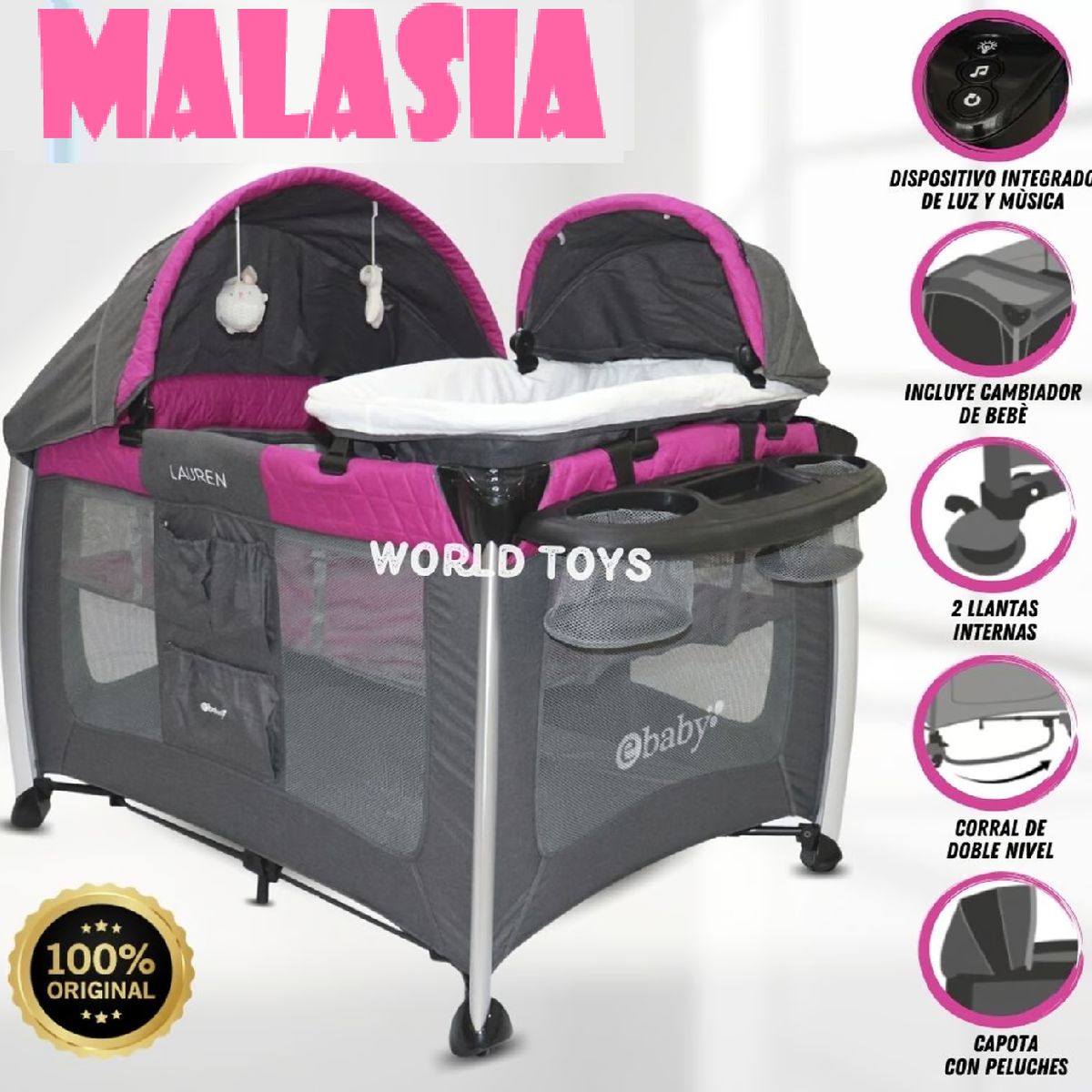 EBABY - Cuna Corral Ebaby de Lujo MALASIA  integrado Musica y Luz