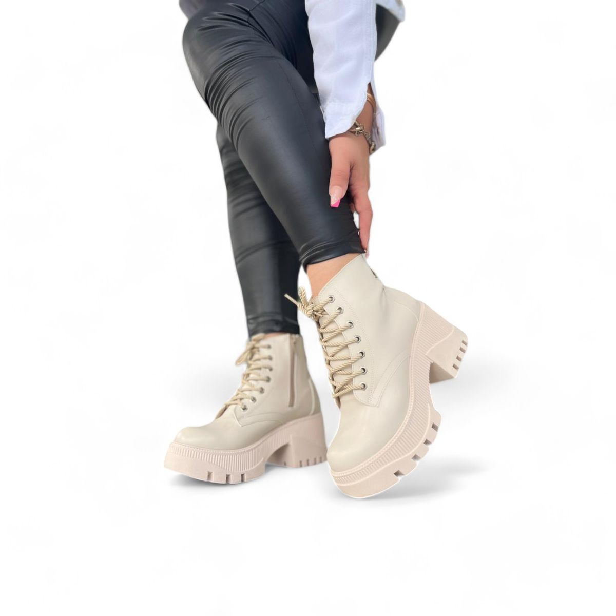 GENERICO - Botines Mujer Hueso Guapa015L-55 Taco 5.-