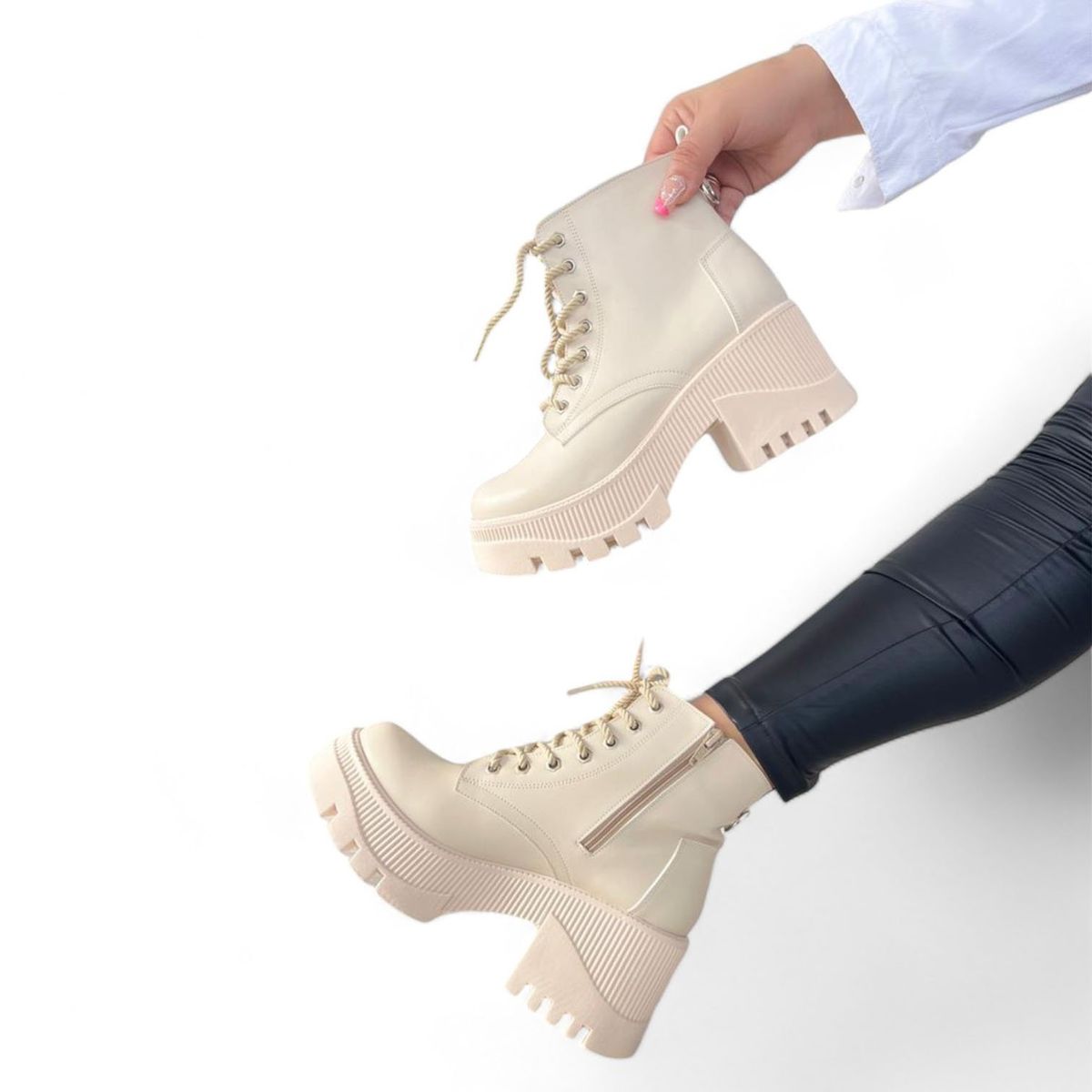 GENERICO - Botines Mujer Hueso Guapa015L-55 Taco 5.-