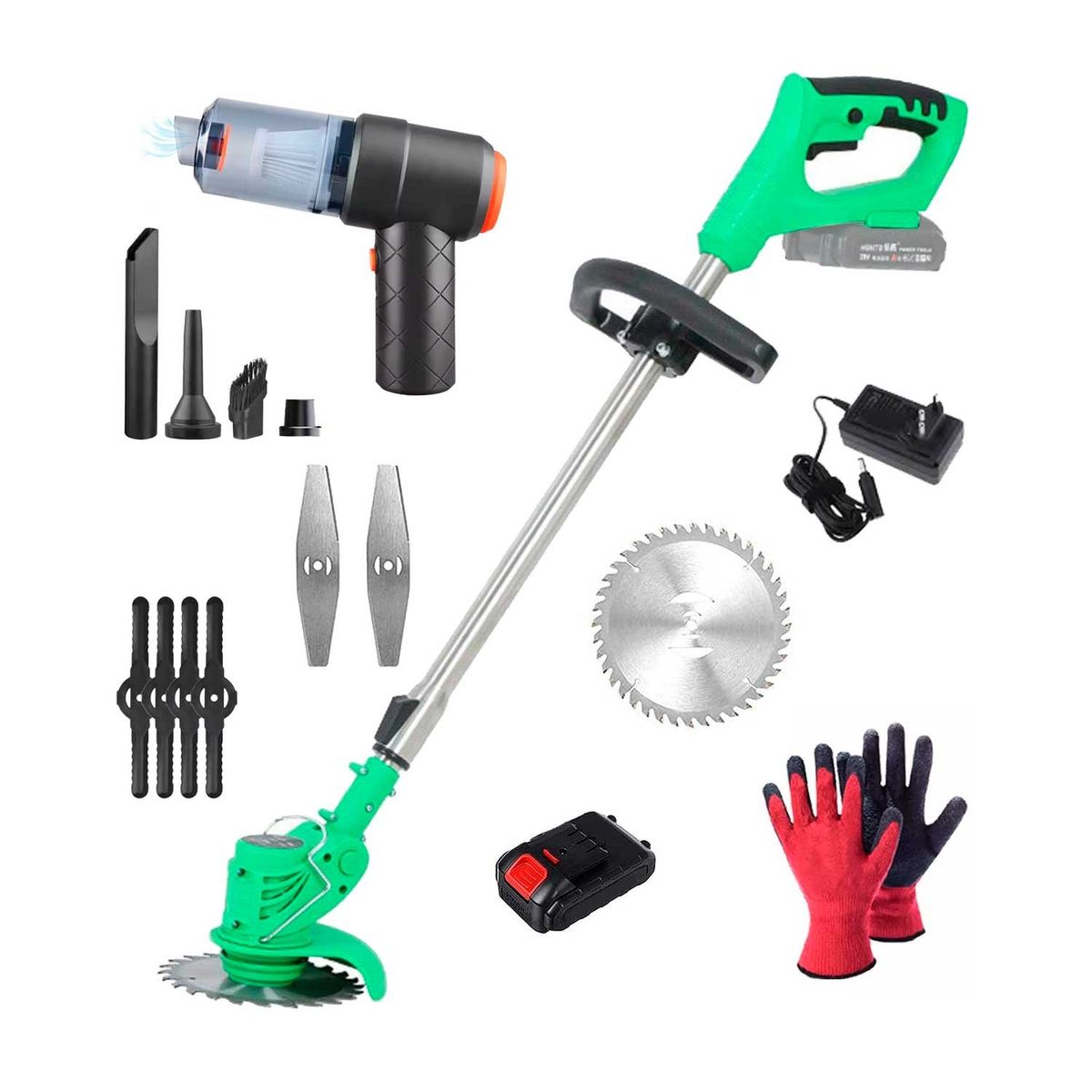 GENERICO - CORTADORA DE CÉSPED INALÁMBRICA + MINI ASPIRADORA PORTÁTIL