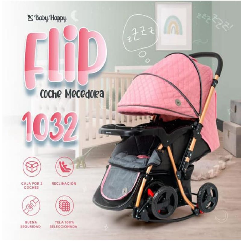 BABY HAPPY - Coche Cuna Mecedora de Lujo Grand Royce Flip - Rosado