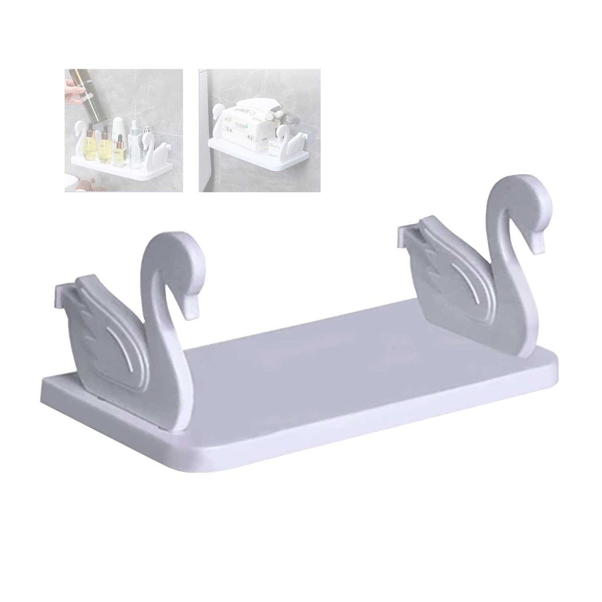 GENERICO - ESTANTE DE PARED CISNE REPISA BAÑO DESMONTABLE ADHESIVO
