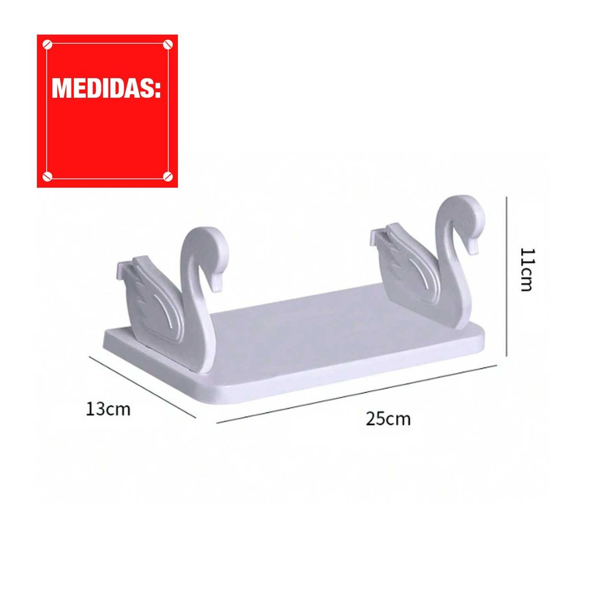 GENERICO - ESTANTE DE PARED CISNE REPISA BAÑO DESMONTABLE ADHESIVO