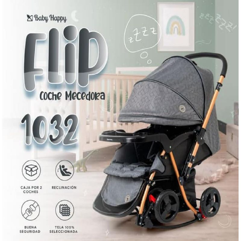 BABY HAPPY - Coche Cuna Mecedora de Lujo Grand Royce Flip - Gray