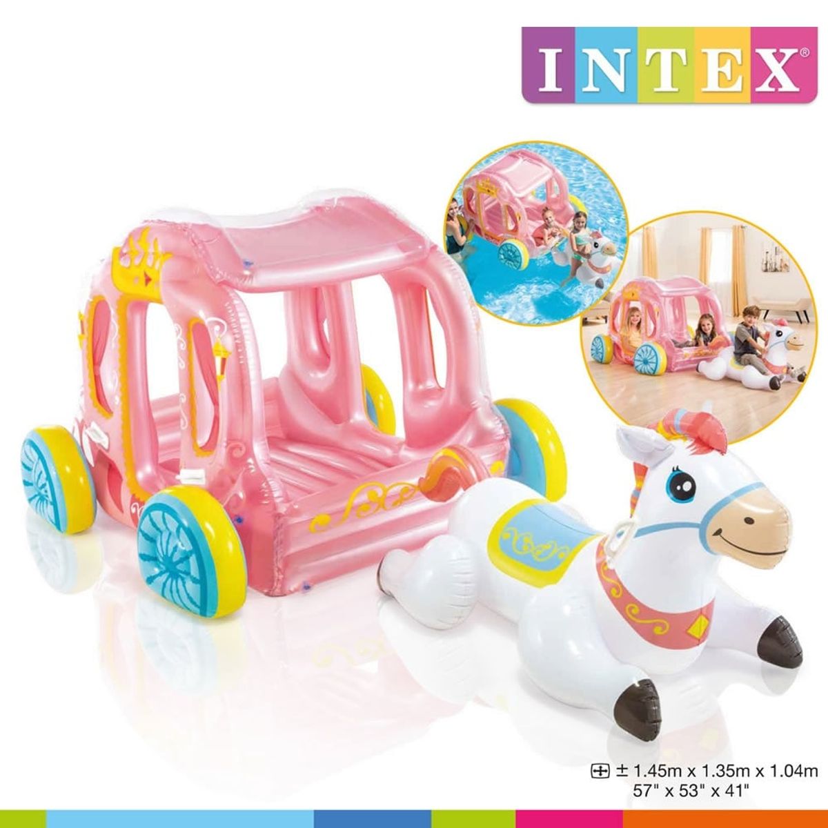 GENERICO - Carruaje de Princesa con Unicornio 1,45 x 1,35 x 1,04 cm