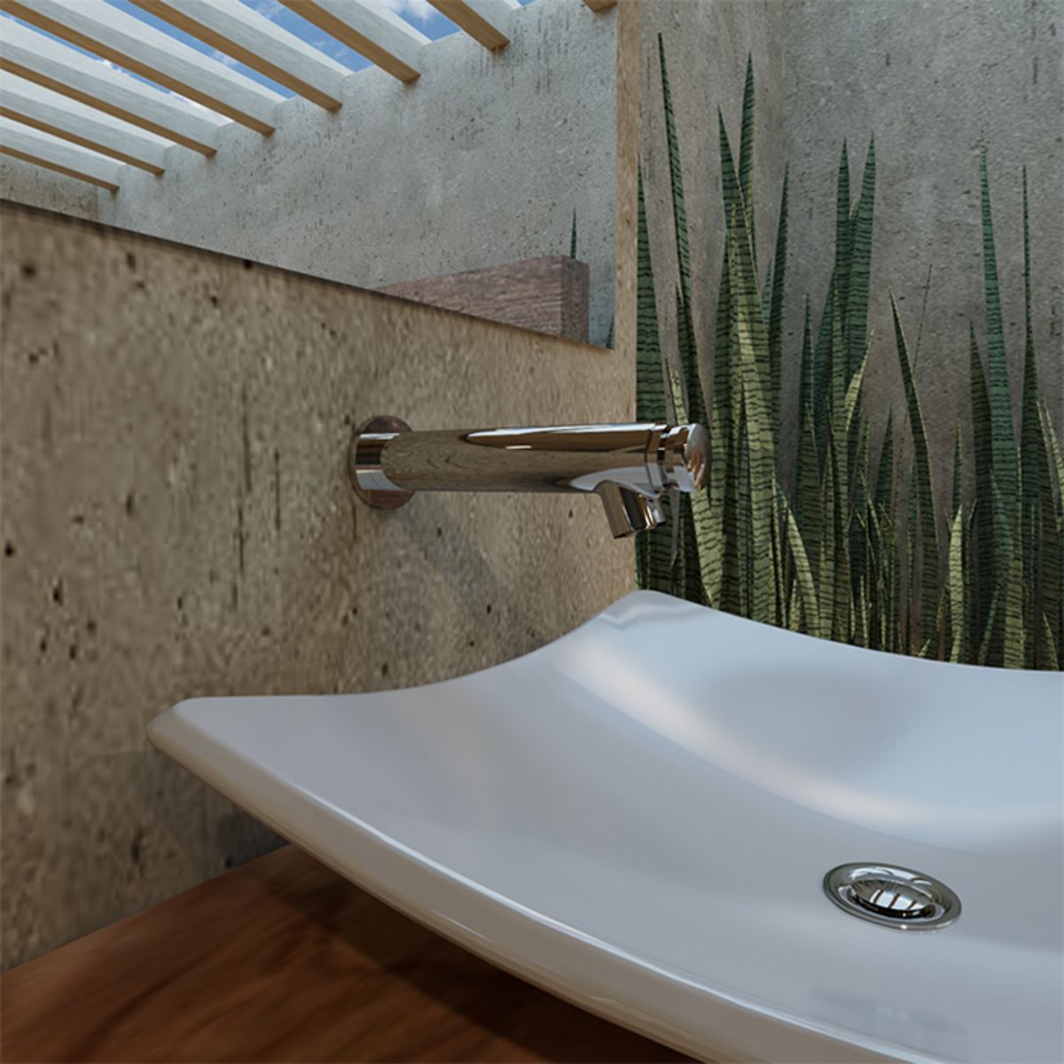 HELVEX - Llave de Bacha Temporizadora a Pared Cromo