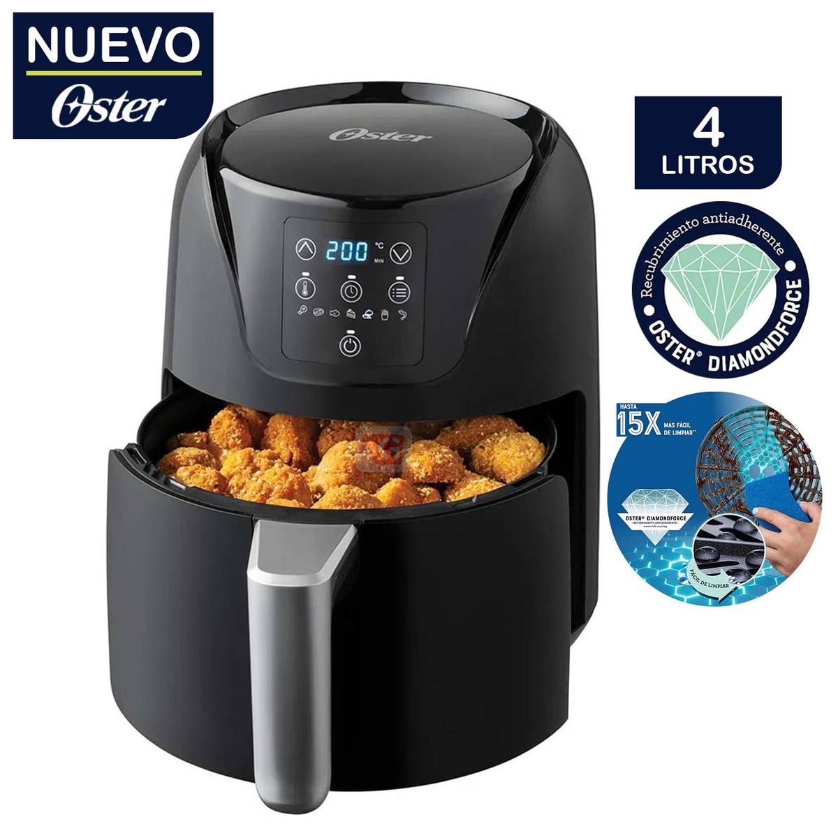 OSTER - Freidora de Aire DIGITAL Oster 4L CKSTAF40DDF Negro