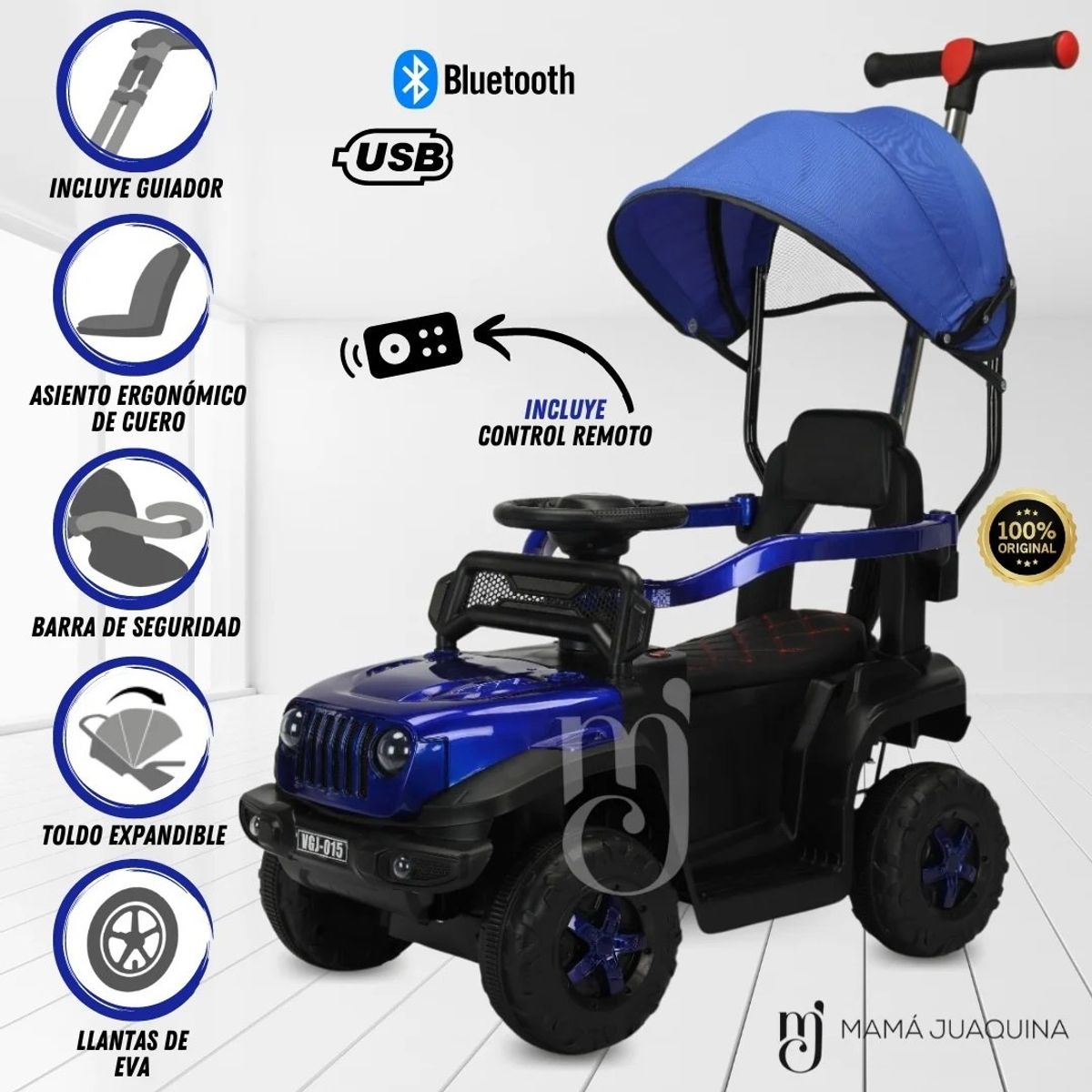 GENERICO - Correpasillo Guiador Buguie bluetooth Sonido y Luces Azul