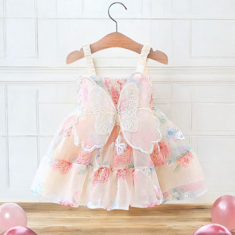 GENERICO - VESTIDO PARA BEBÉ MODELO MARIPOSA CON LENTEJUELAS