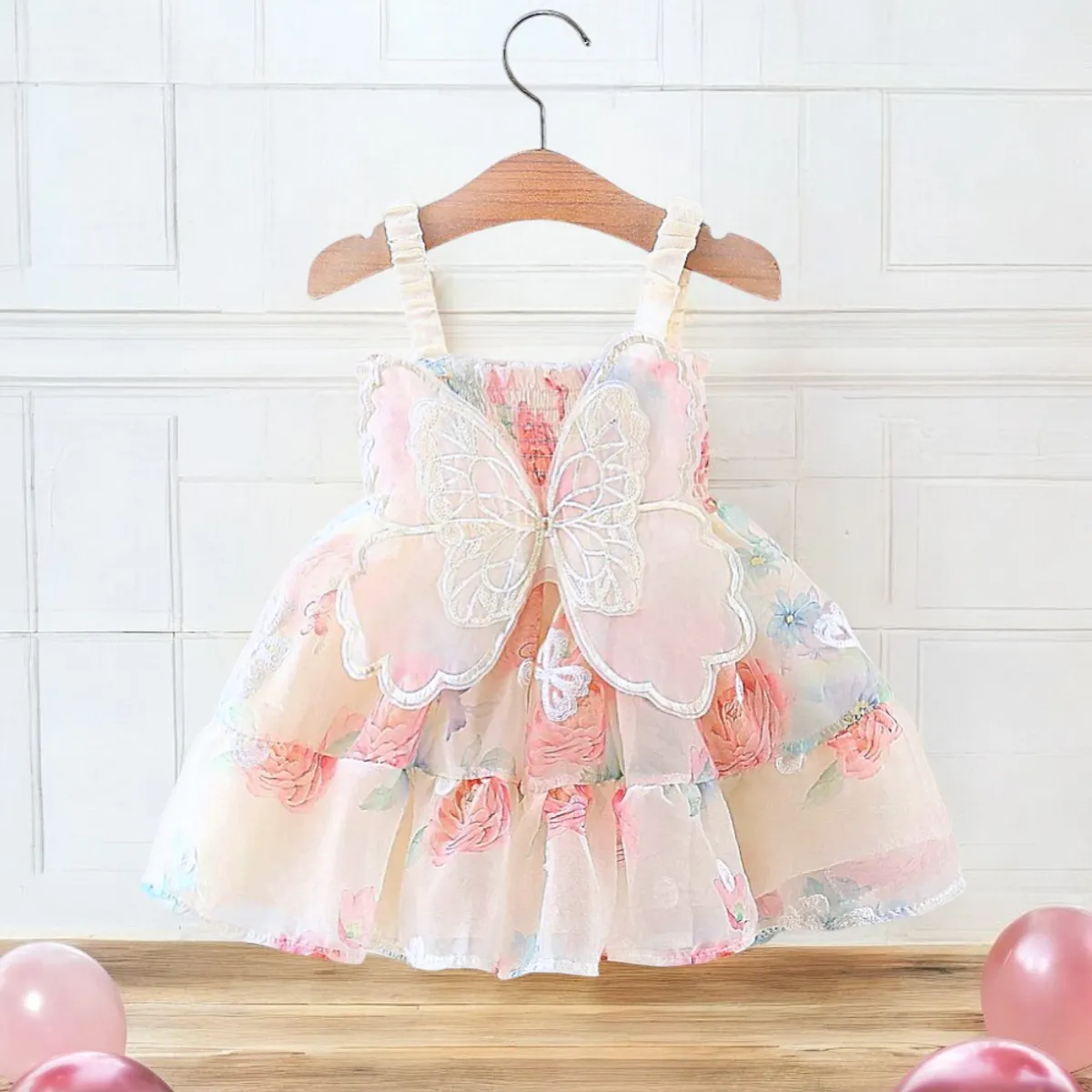 GENERICO - VESTIDO PARA BEBÉ MODELO MARIPOSA CON LENTEJUELAS