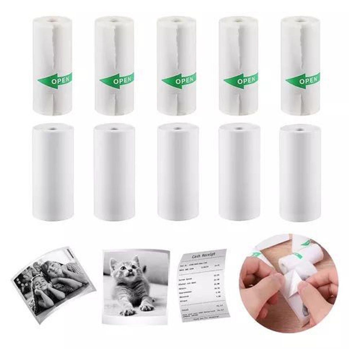 GENERICO - 5 Rollos Sticker Adhesivos Para Mini Impresora Inalambrica