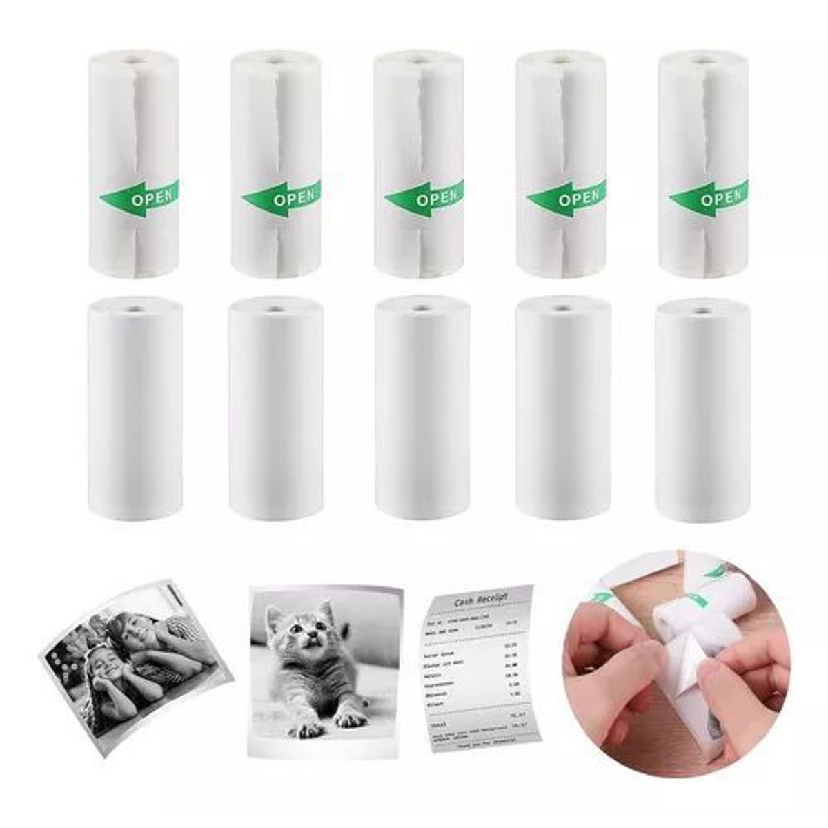 GENERICO - 5 Rollos Sticker Adhesivos Para Mini Impresora Inalambrica