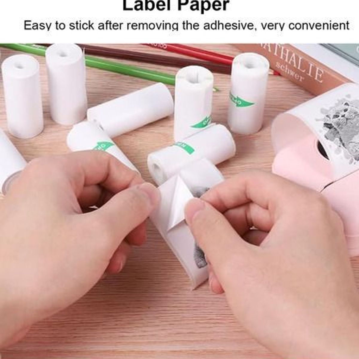 GENERICO - 5 Rollos Sticker Adhesivos Para Mini Impresora Inalambrica