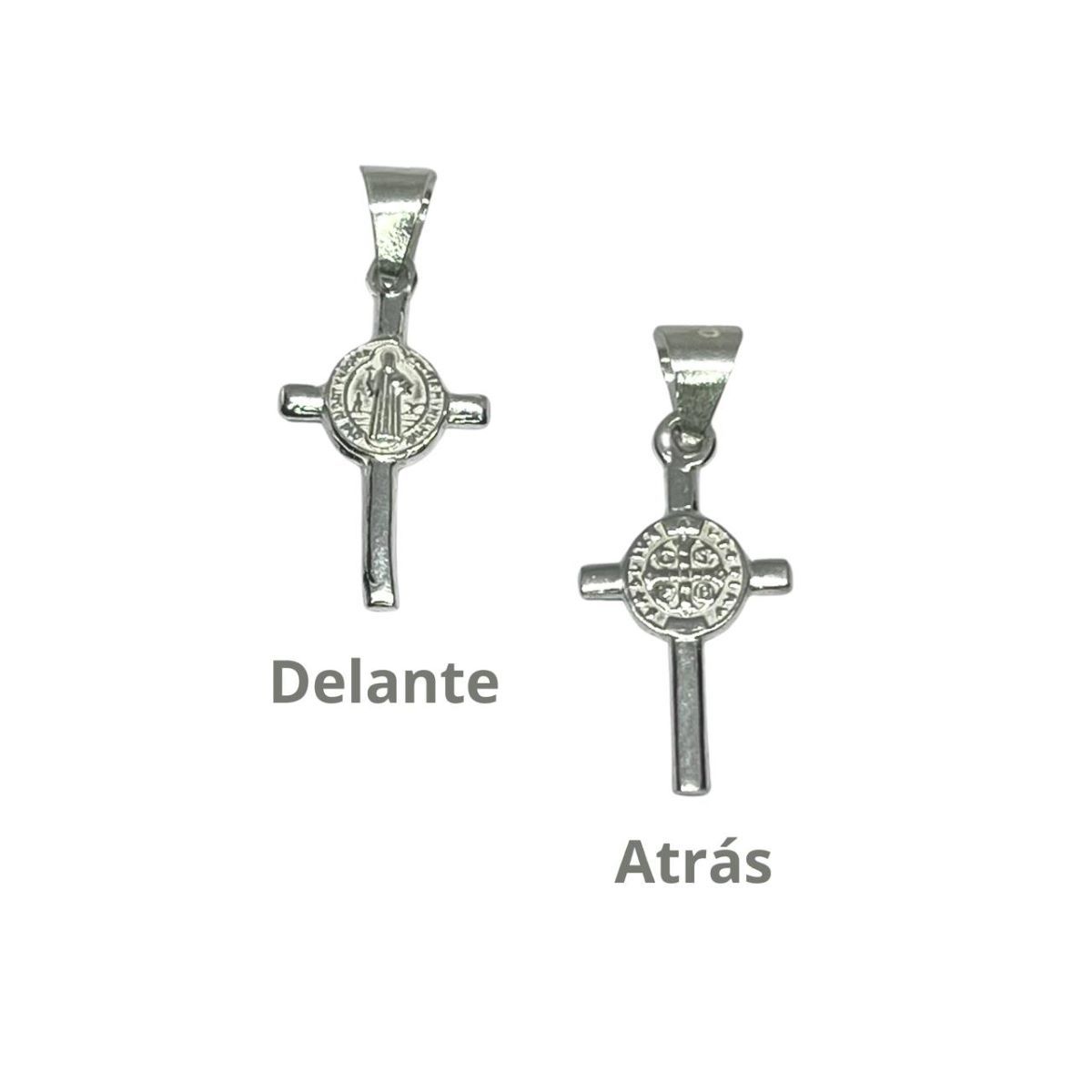 SANTORAL - Dije Cruz Medalla de San Benito - Plata