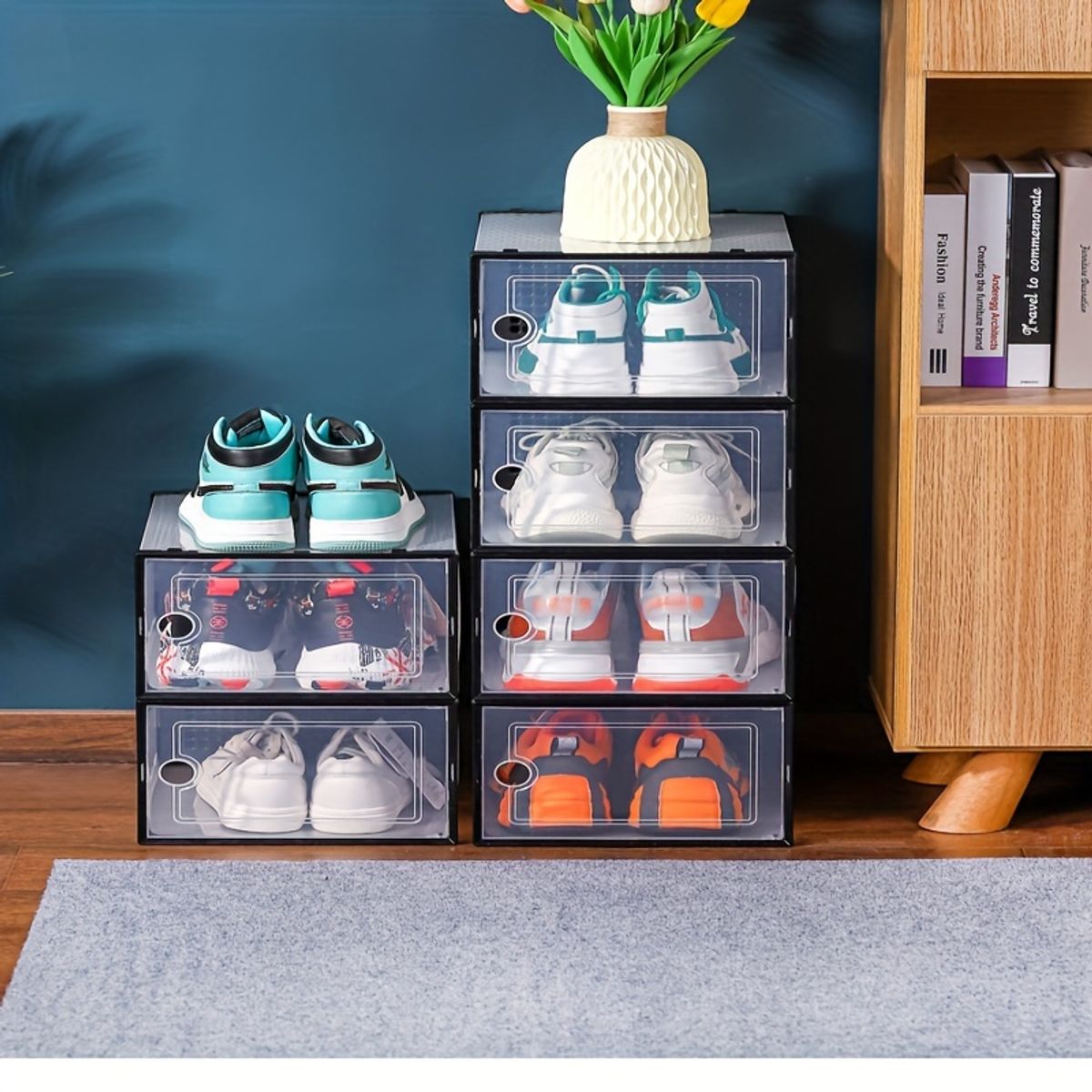 GENERICO - Set de 10 Cajas Organizador de Zapatos con Doble Marco - Color Negro