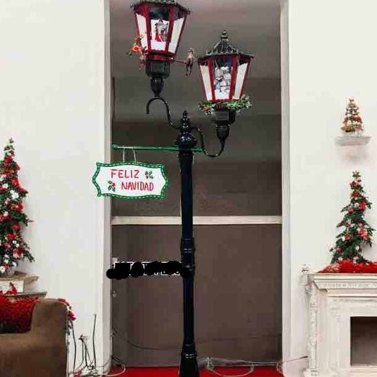 GENERICO - FAROL NAVIDEÑO DOBLE CON NIEVE Y CARRUSEL