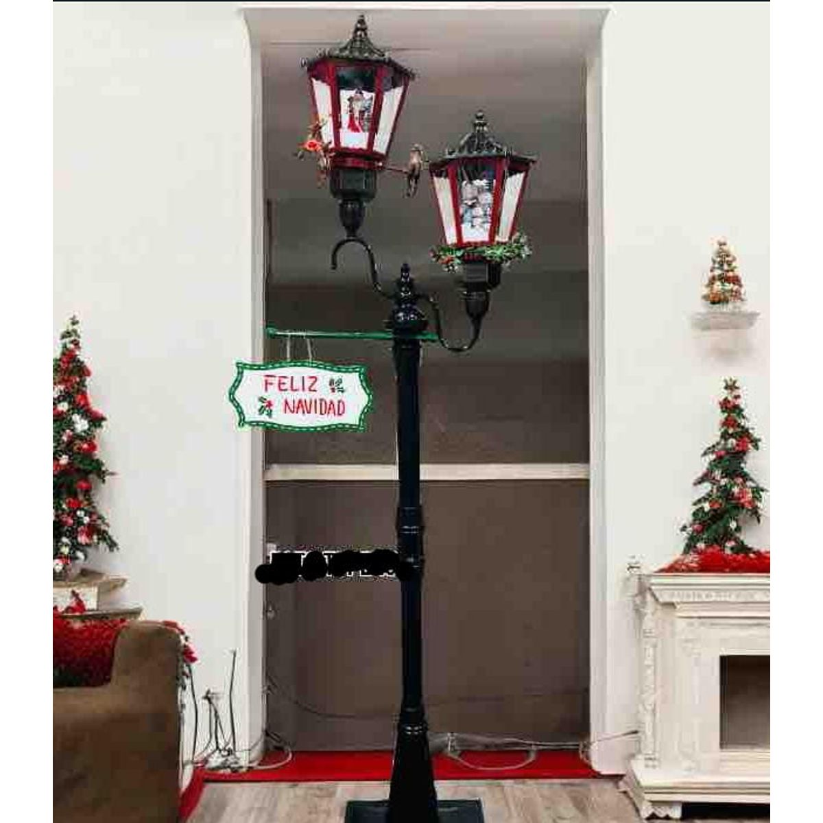 GENERICO - FAROL NAVIDEÑO DOBLE CON NIEVE Y CARRUSEL