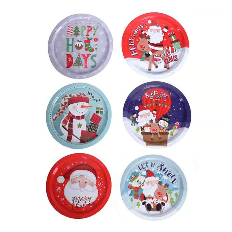 GENERICO - Bandeja navideña de metal Diseños variados- UNIDAD