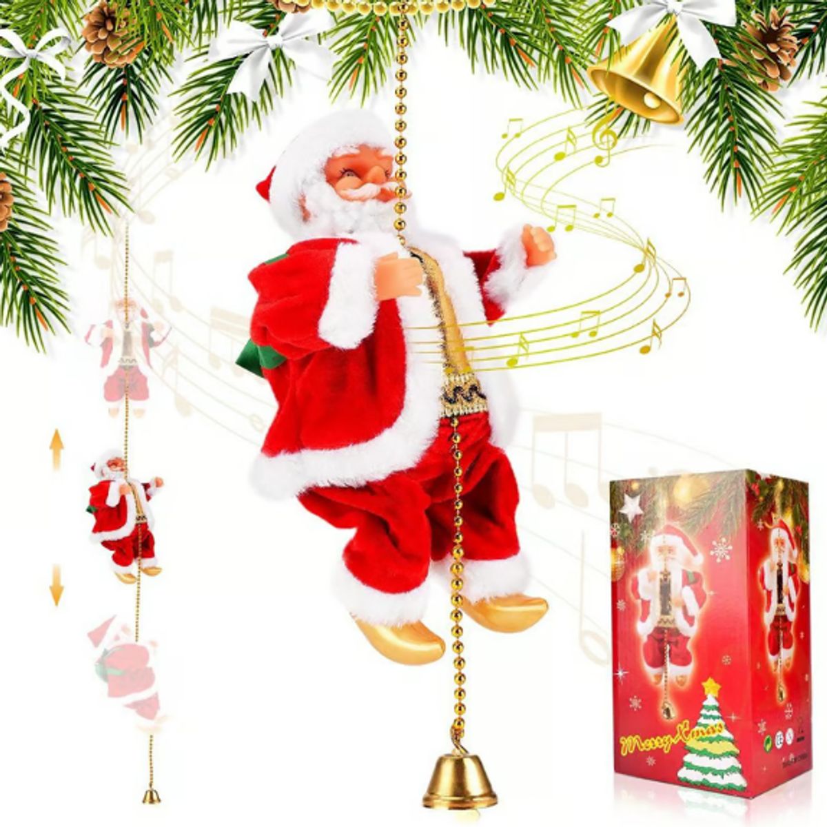 GENERICO - Papa Noel escalador en cuerda Santa Claus Musical escalera