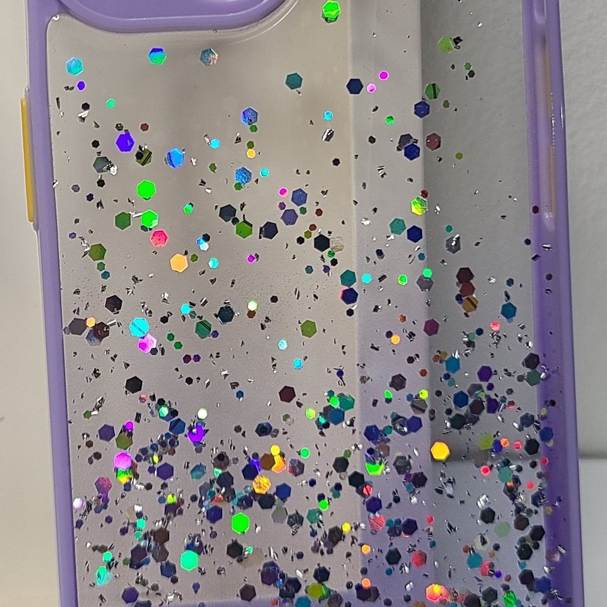 GENERICO - Case Transparente Morado con Brillantina para Iphone 14