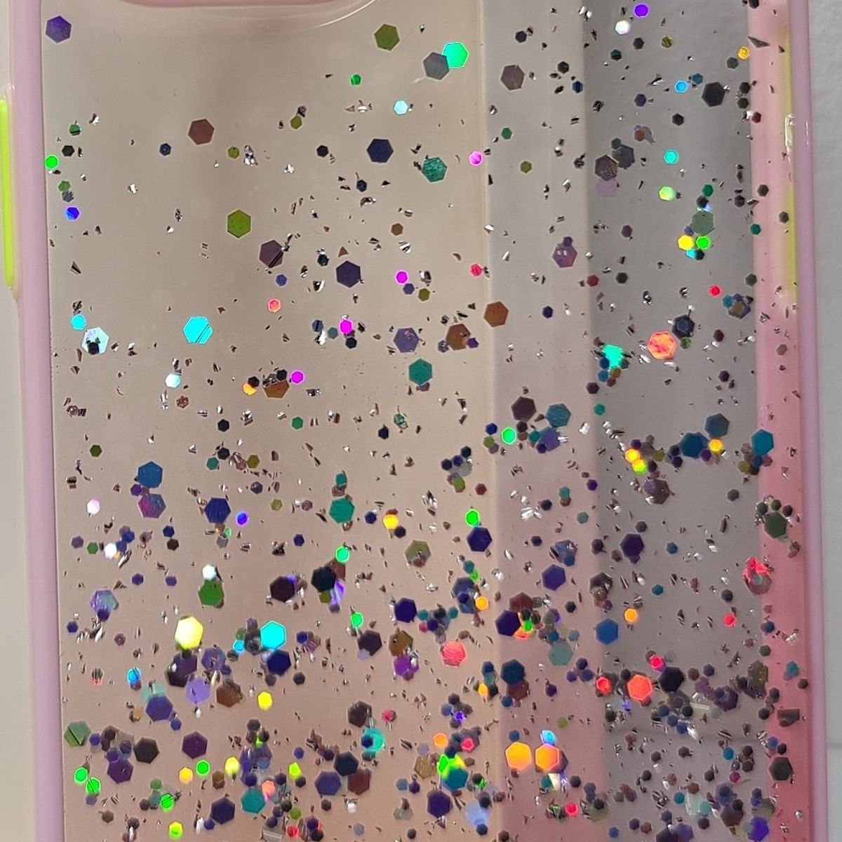 GENERICO - Case Transparente Rosado con Brillantina para Iphone 14