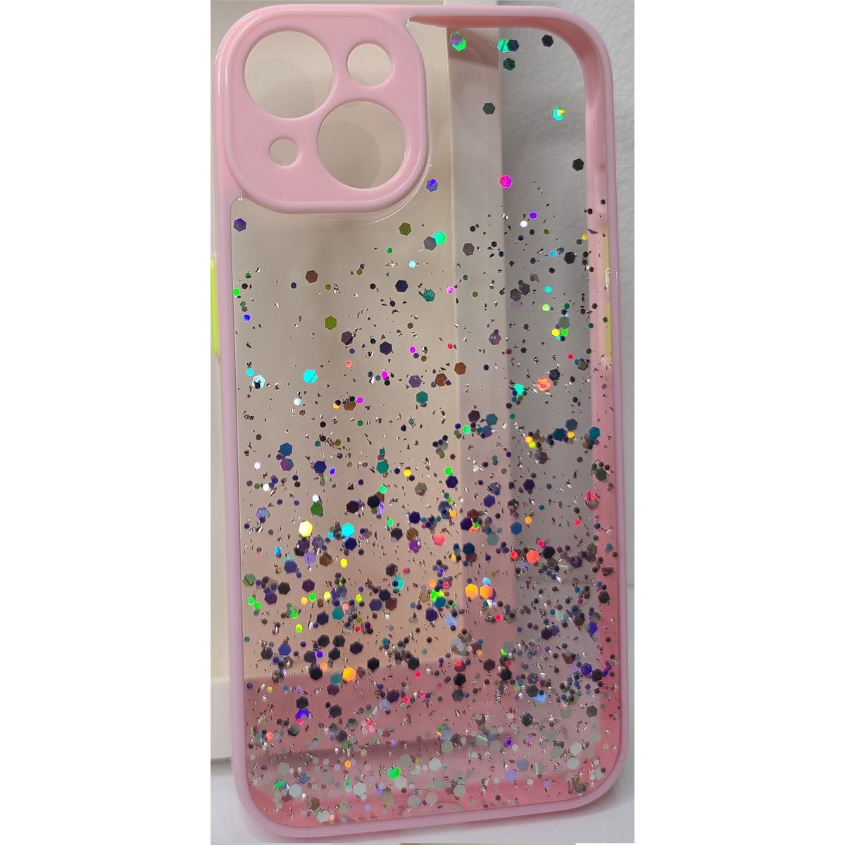 GENERICO - Case Transparente Rosado con Brillantina para Iphone 14