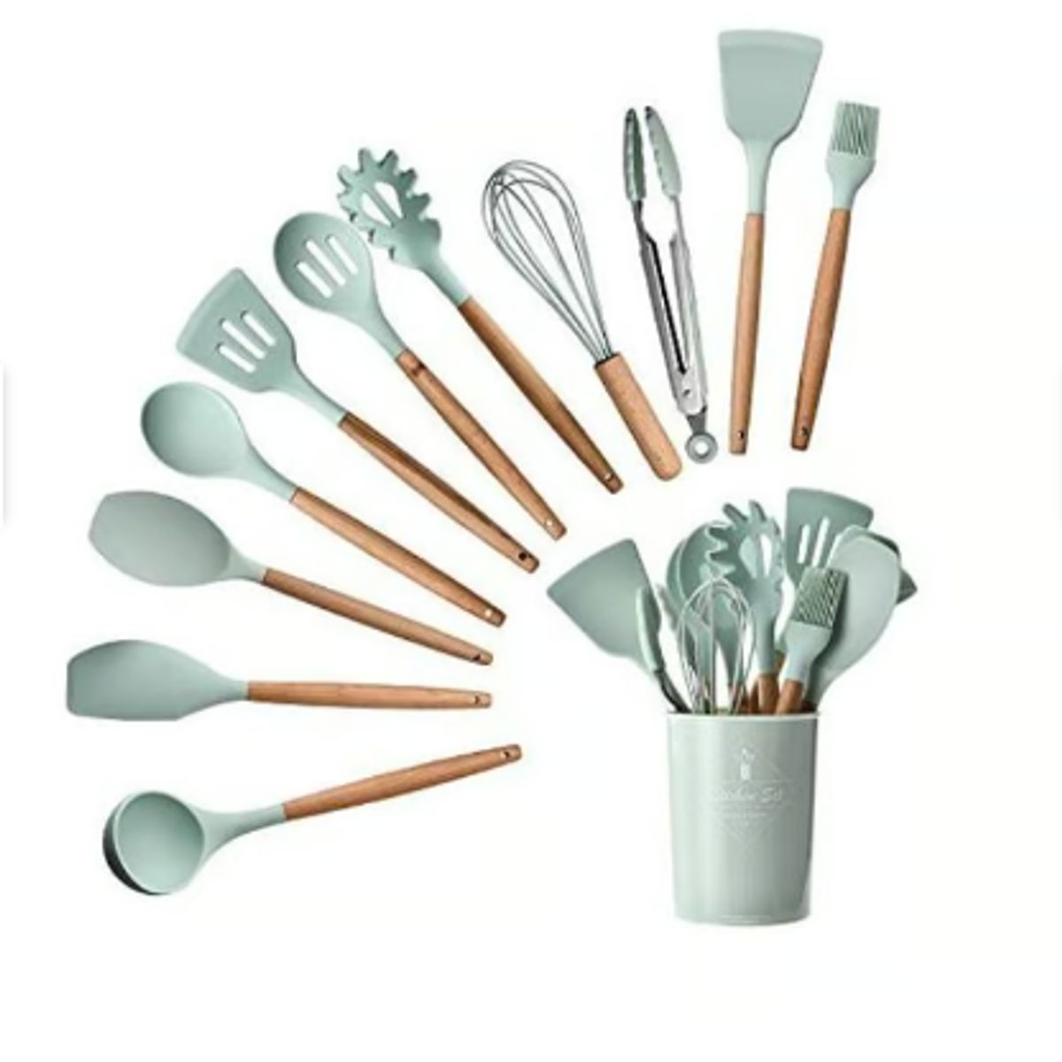 GENERICO - Set Utensilios Cocina Silicona Antiadherente Multifuncional