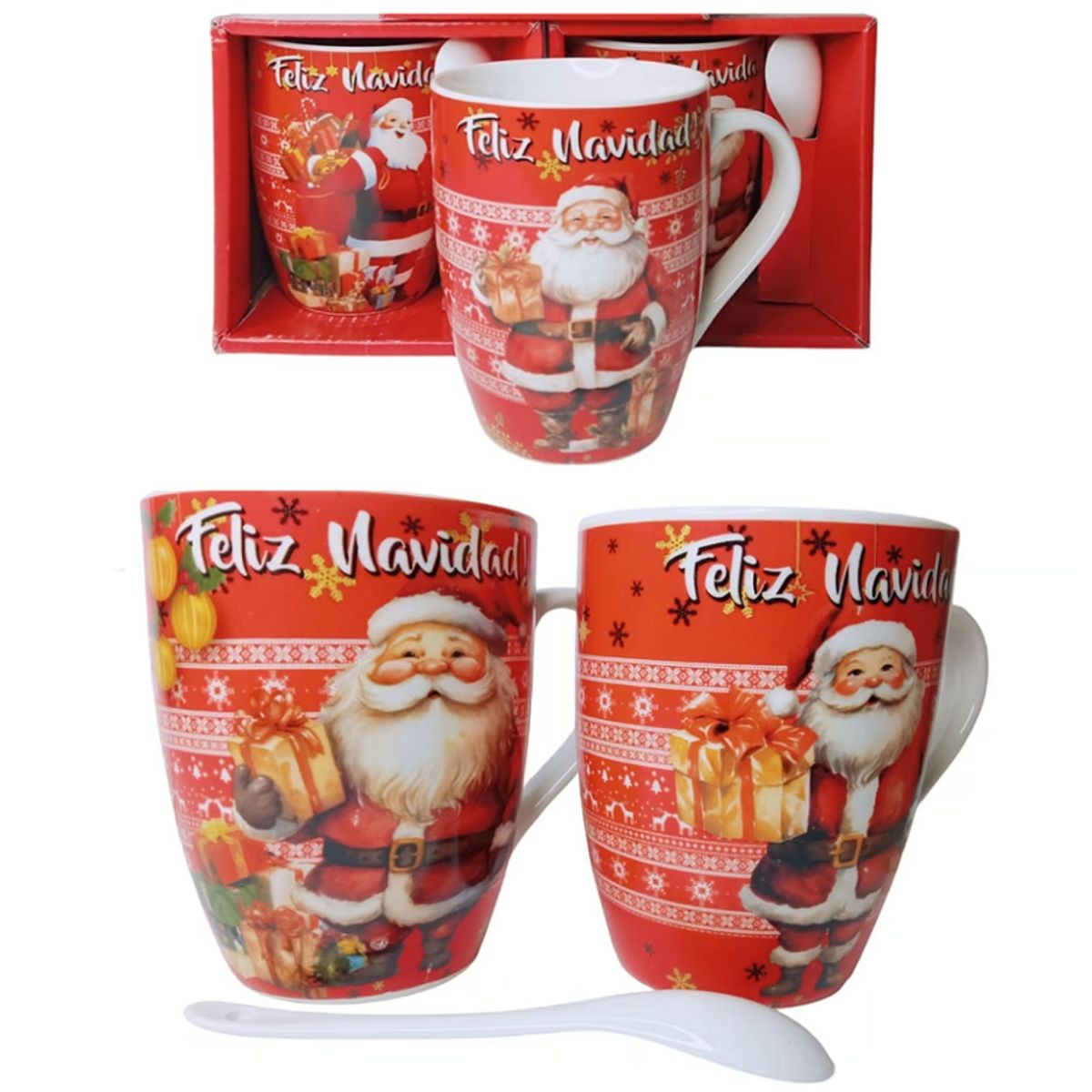 GENERICO - Taza con cucharita navideñas 300ml sublimadas - UNIDAD