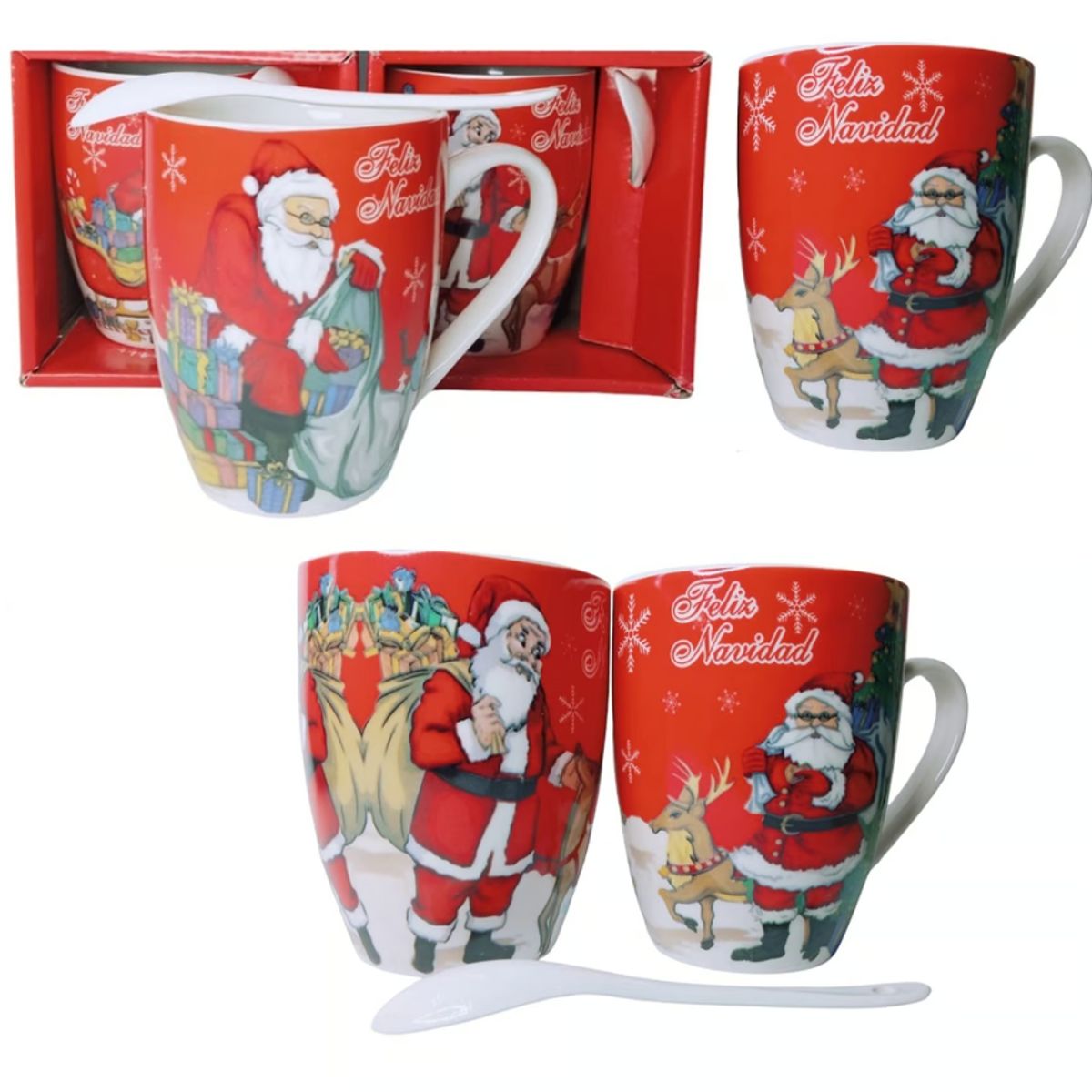 GENERICO - Taza con cucharita navideñas 300ml sublimadas - UNIDAD