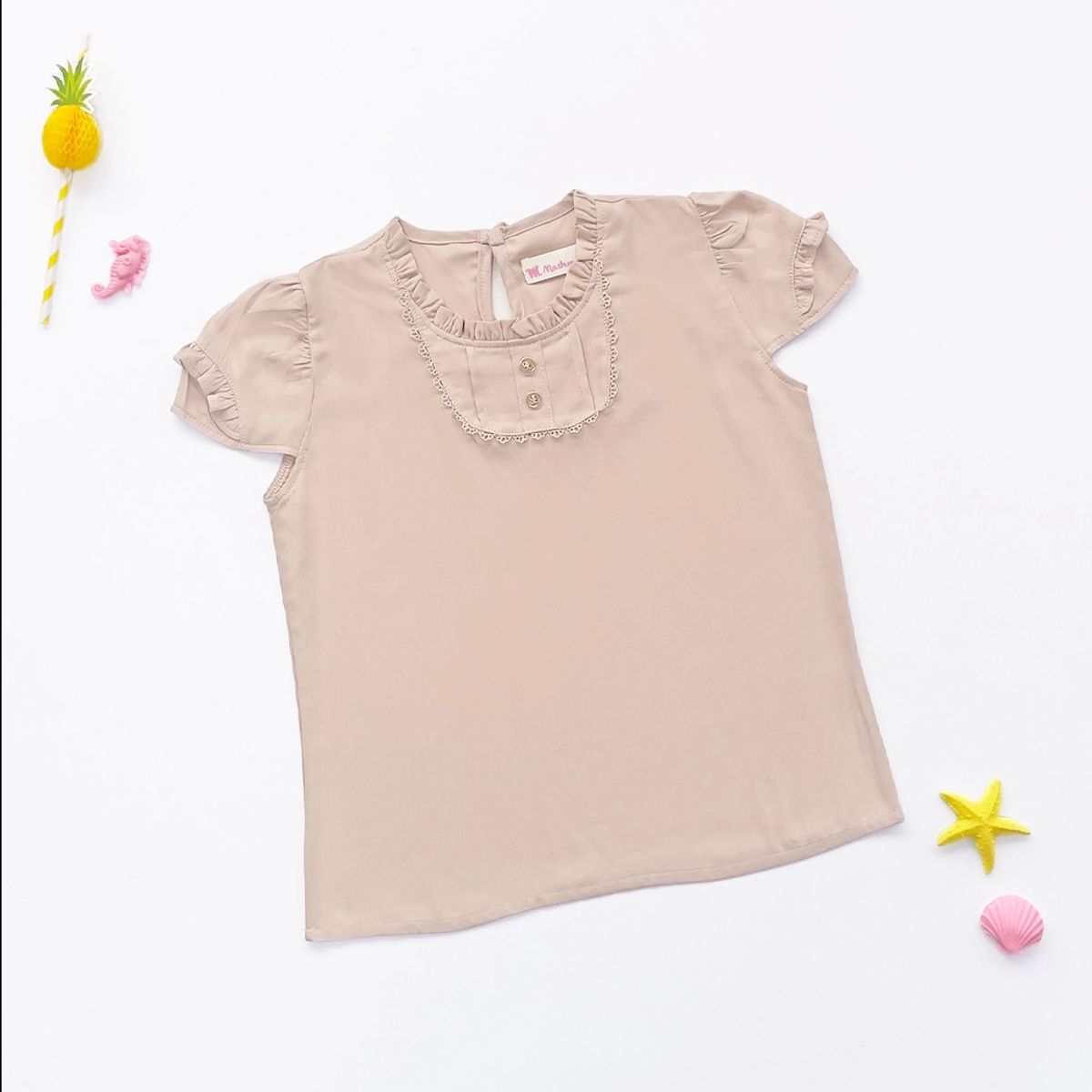 KIDS MASHMELO - Blusa para Niña en Lino Color Entero - Kids Mahmelo