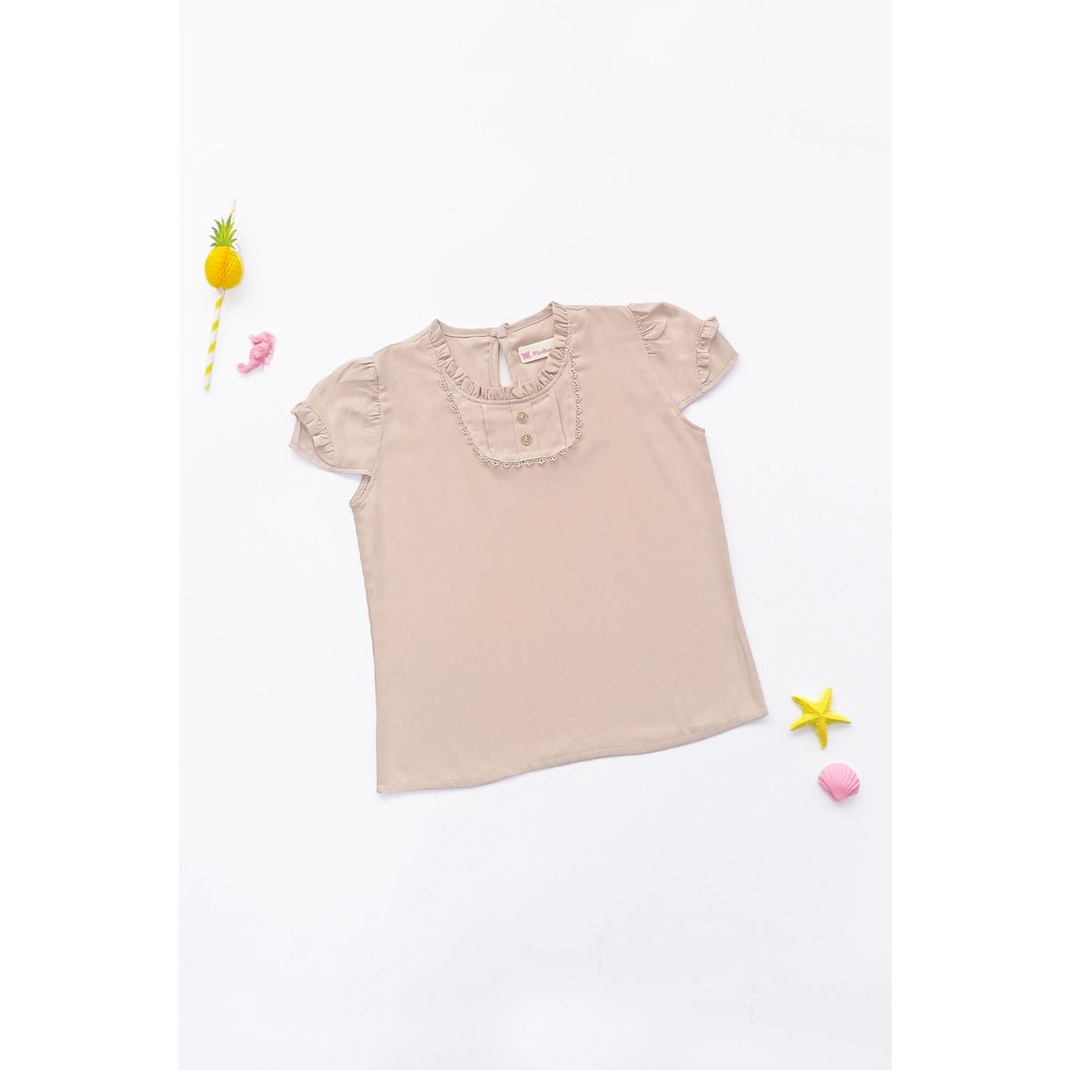 KIDS MASHMELO - Blusa para Niña en Lino Color Entero - Kids Mahmelo