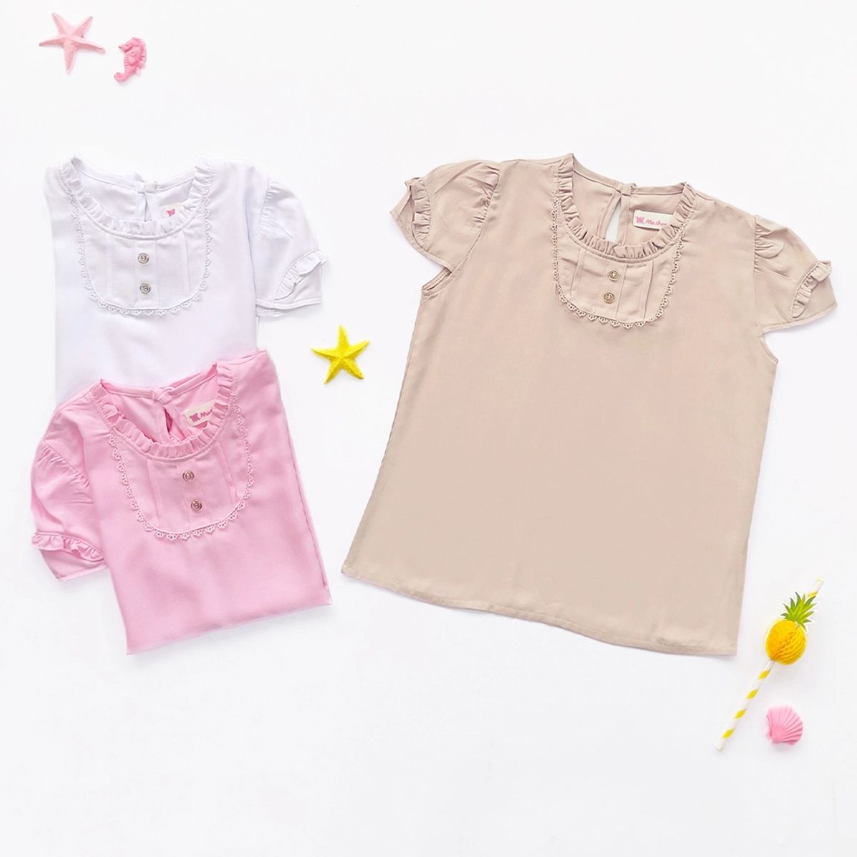 KIDS MASHMELO - Blusa para Niña en Lino Color Entero - Kids Mahmelo