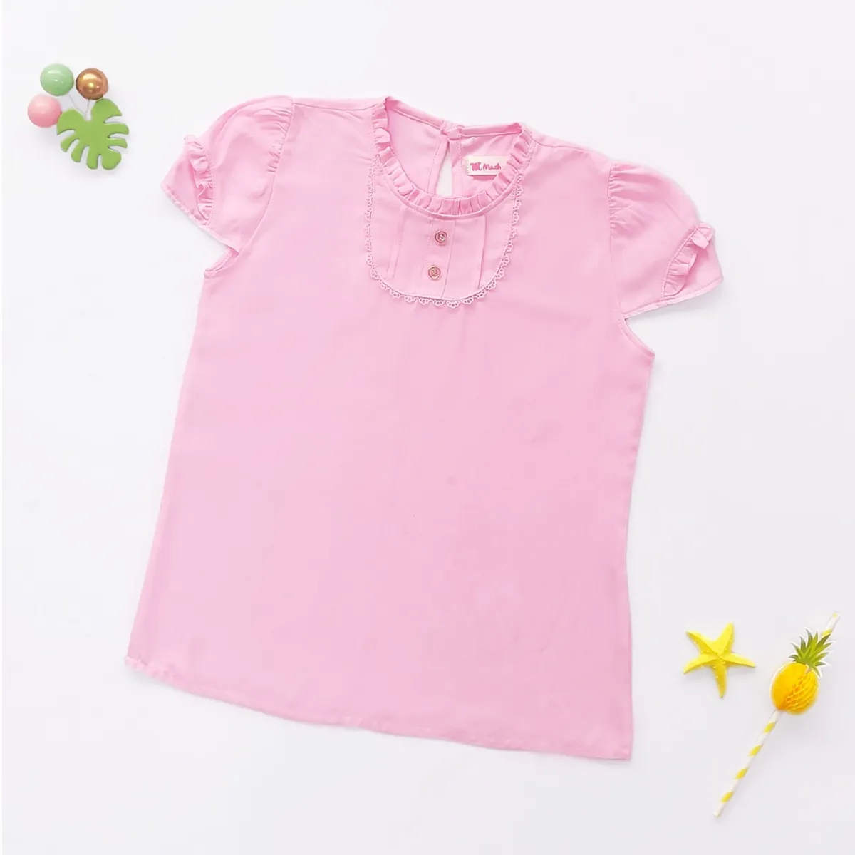 KIDS MASHMELO - Blusa para Niña en Lino Color Entero - Kids Mahmelo