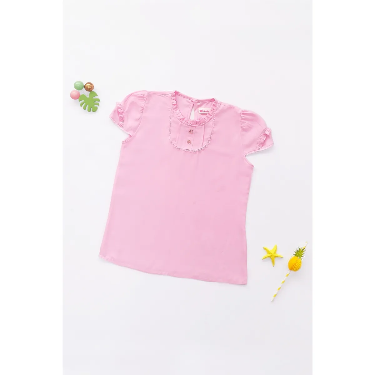 KIDS MASHMELO - Blusa para Niña en Lino Color Entero - Kids Mahmelo