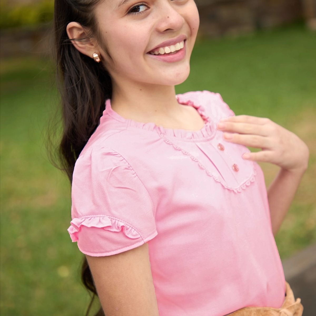 KIDS MASHMELO - Blusa para Niña en Lino Color Entero - Kids Mahmelo