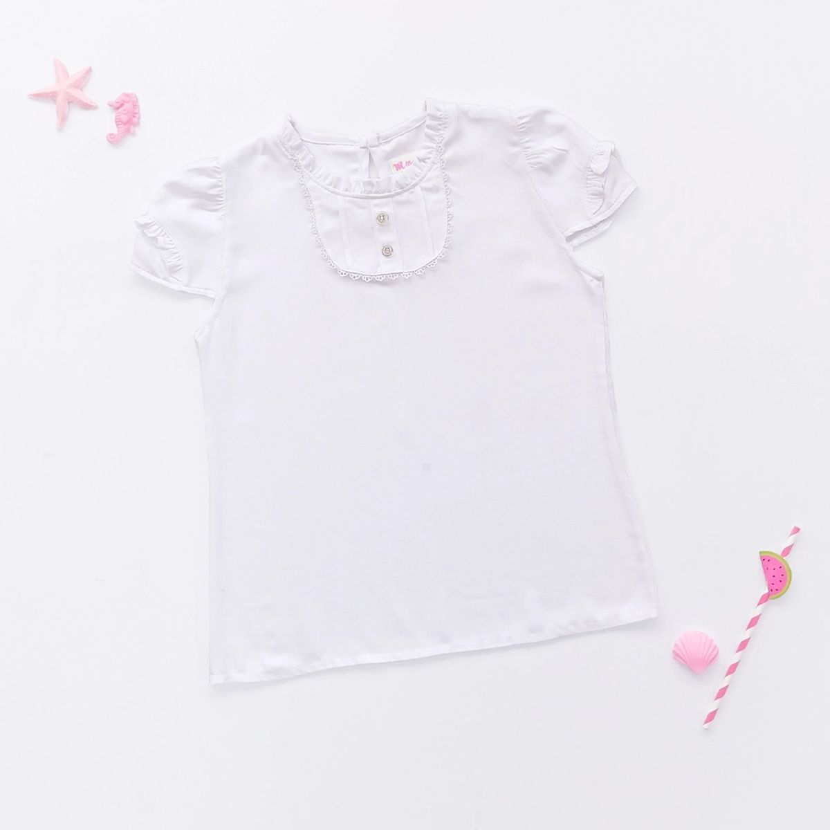 KIDS MASHMELO - Blusa para Niña en Lino Color Entero - Kids Mahmelo