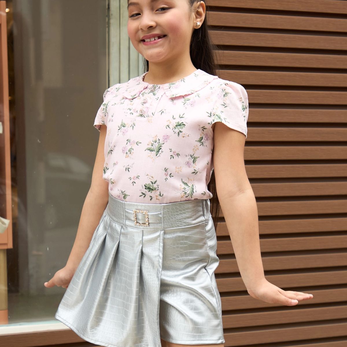 KIDS MASHMELO - Blusa para Niña Floreada con Cuello Bb - Kids Mahmelo