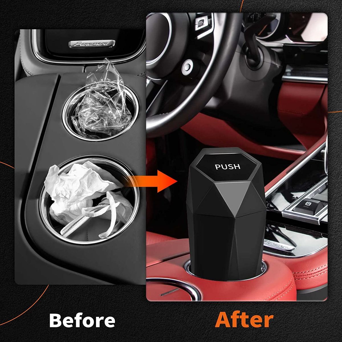 CARJOLLITY - 2 Tacho De Basura Con Tapa Auto Camioneta Cocina Escritorio