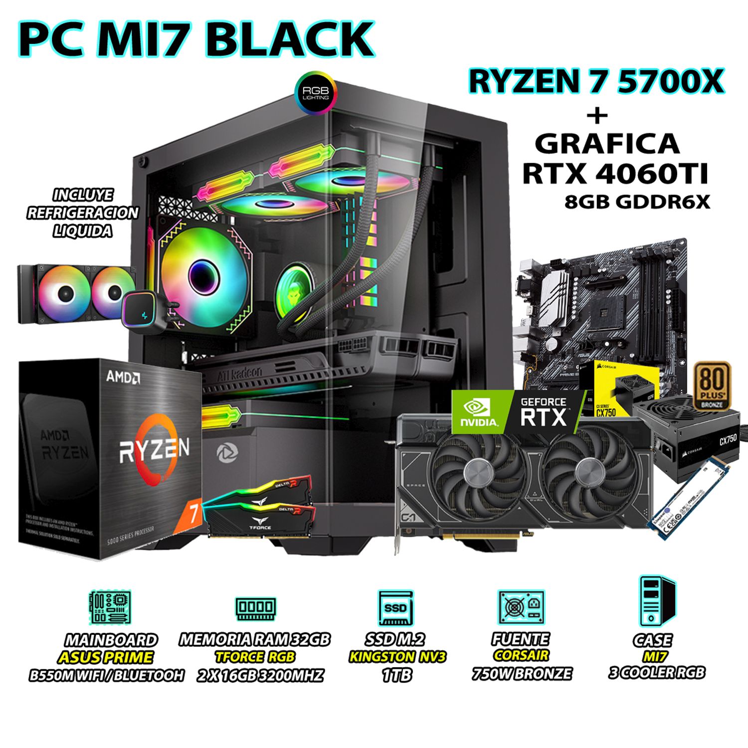 ゲーミングPC Ryzen 7 5700X/4060ti/32GB/1TB ゲーミングPC Ryzen 7 5700X/4060ti/32GB/1TB ゲーミングPC Ryzen7