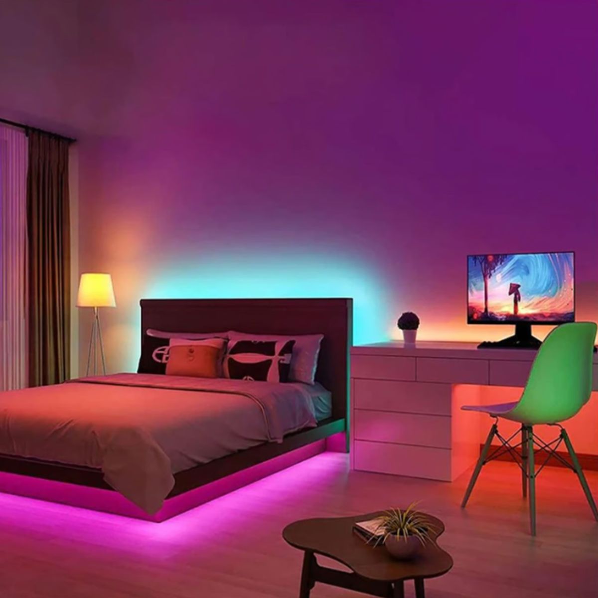 GENERICO - Cinta Tira de Luces LED RGB 5M con Aplicativo Bluetooth