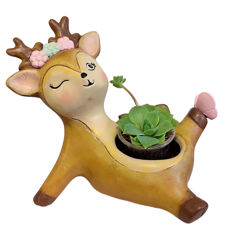 GENERICO - Maceta macetero Reno Pintada a Mano + Banquita de pino