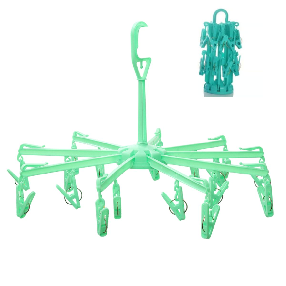 GENERICO - Colgador perchero de ropa con 16 ganchos VERDE